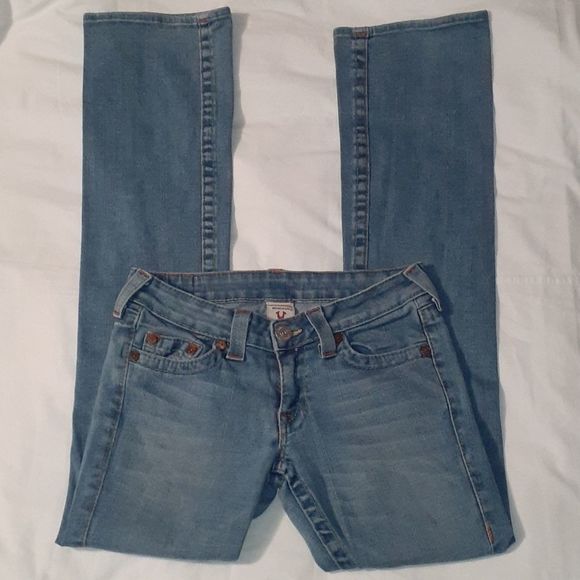 True Religion Johnny Light‎ Wash Straight Leg Jeans - Picture 1 of 8